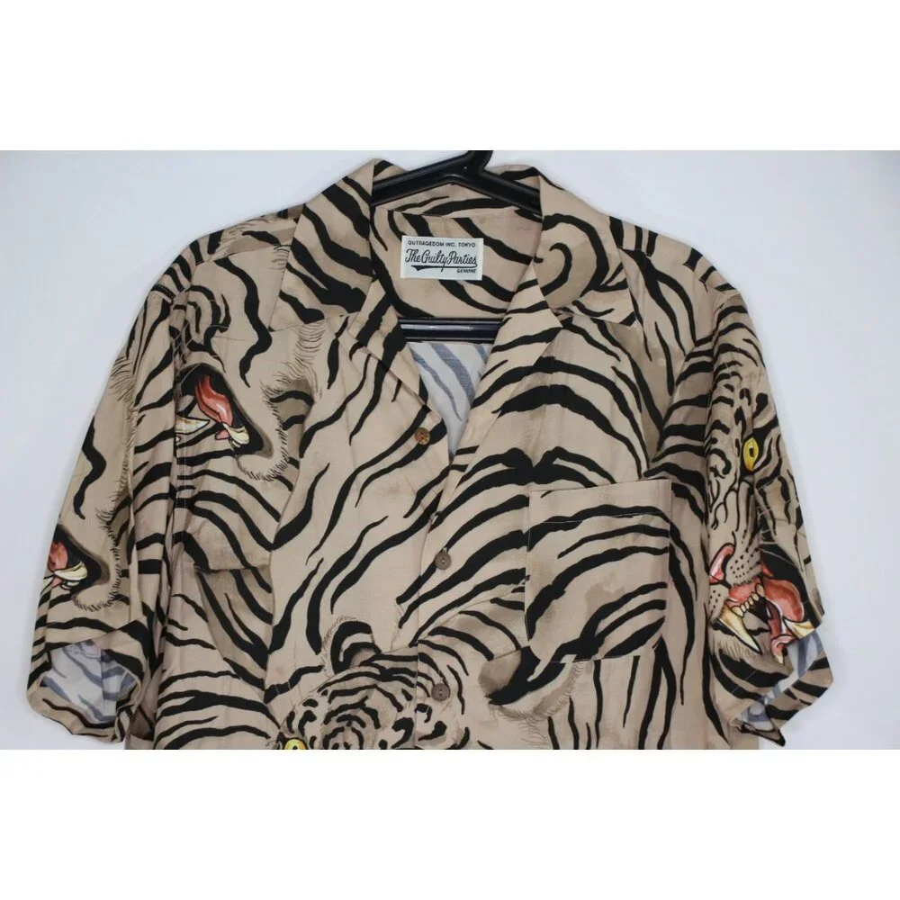 Wacko Maria x Tim Lehi Mens Small Tiger Camp Button Up Hawaiian Shirt RARE A1613 - Picture 2 of 8